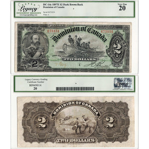 $2 1897 Dominion of Canada Note Boville Dark Brown Back DC-14c - Legacy VF-20