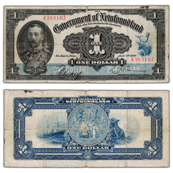 $1 1920 Government of Newfoundland Note NF-12b - Net Fine