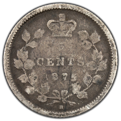 SOLD Canada 1875-H Small Date 5 Cents Silver Coin - Key Date - Filler