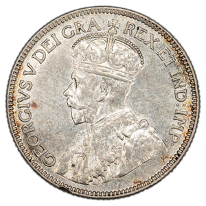 SOLD Canada 1933 25 Cents Quarter Silver Coin - AU-50 (rim hit)
