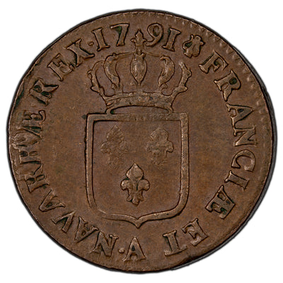 SOLD France 1791-A One Sol Coin KM #578.1