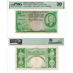British Caribbean Territories 1950 $5 Five Dollars Note P #3 - PMG VF-30