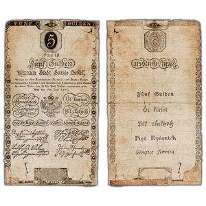 SOLD Austria Wiener Stadt Banco 1806 5 Five Gulden Note P #A38a - Tears/Internal Tears