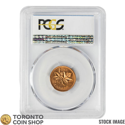 Canada 1957 1 Small Cent Coin - PCGS MS-65 Red