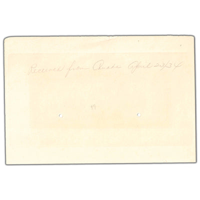 $1 1920 Government of Newfoundland Back Proof Note NF-12BP