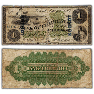 SOLD $1 1867 Canadian Bank of Commerce Chartered Note #75-10-02a - London Overprint