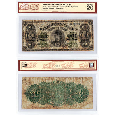 $1 1878 Dominion of Canada Note Payable at Montreal Series A DC-8e-i - BCS VF-20