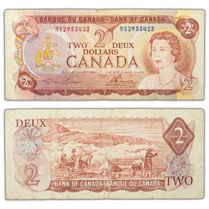 SOLD $2 1974 Bank of Canada Note RS Test Prefix BC-47aT - Fine