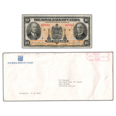 $10 1935 Royal Bank of Canada Chartered Note CH #630-18-04 - w/ RBC Letter