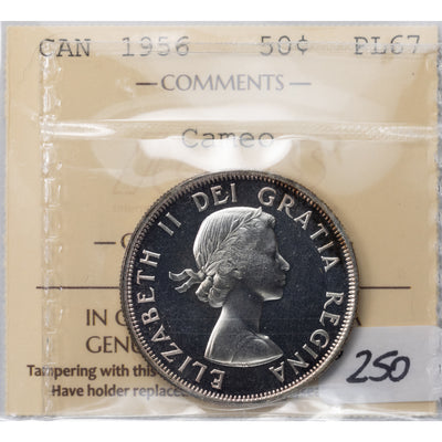 SOLD Canada 1956 50 Fifty Cents Silver Coin - ICCS PL-67 Cameo