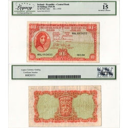 Ireland 1950 10 Ten Shillings Note P #56b1 - Legacy F-15