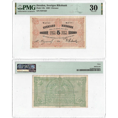 Sweden 1889 5 Kronor Note P #13b - PMG VF-30