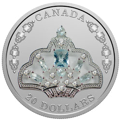 Canada 2020 $20 Queen Elizabeth II's Brazilian Aquamarine Tiara .9999 Fine Silver Coin