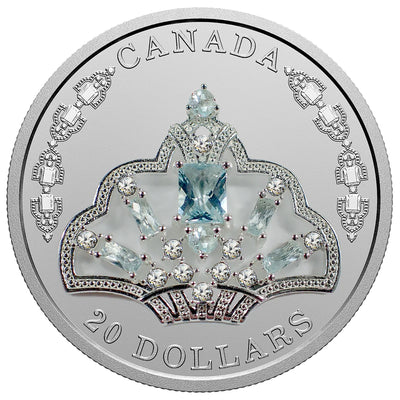 Canada 2020 $20 Queen Elizabeth II's Brazilian Aquamarine Tiara .9999 Fine Silver Coin