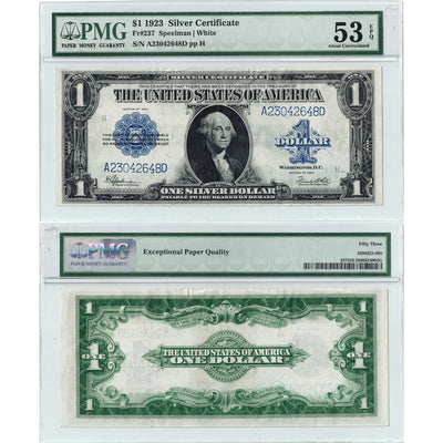 SOLD United States 1923 $1 Silver Certificate Note Fr. 237 - PMG AU-53 EPQ