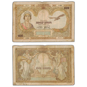 SOLD Yugoslavia 1931 1000 Dinara Note P #29