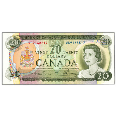 $20 1969 Bank of Canada Note Lawson-Bouey WC Prefix BC-50b - AU-58