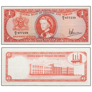 SOLD Trinidad and Tobago ND (1964) $1 One Dollar Note P #26c - EF