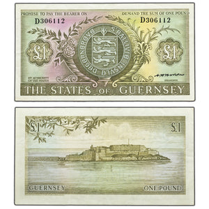 SOLD Guernsey ND (1969-75) 1 One Pound Note P #45b - VF+