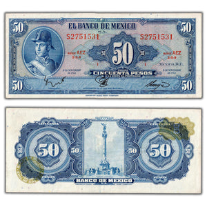 SOLD Mexico 1961 50 Fifty Pesos Note P #49n - EF