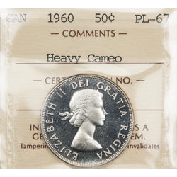 Canada 1960 50 Cents Half Dollar Proof Like Silver Coin - PL-67 Heavy Cameo