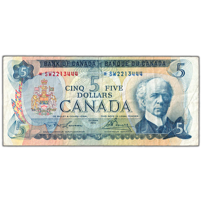 $5 1972 Bank of Canada Note *SW Replacement Prefix BC-48bA - F/VF