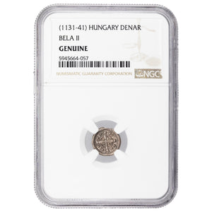 SOLD Hungary 1131-41 Bela II Denar Silver Coin - NGC Genuine