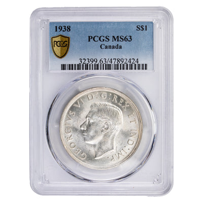 SOLD Canada 1938 $1 Silver Dollar Coin - PCGS MS-63