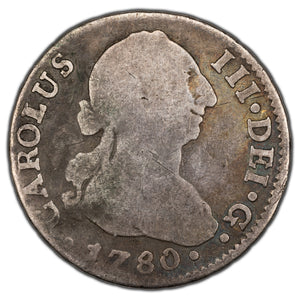 Spain 1780 Seville 2 Two Reales Silver Coin