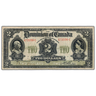 SOLD $2 1914 Dominion of Canada Note Series E DC-22a-i - Fine (pinholes)