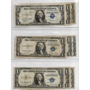 SOLD Lot of 9 United States 1935 $1 Silver Certificate Notes - All Circulated Grades