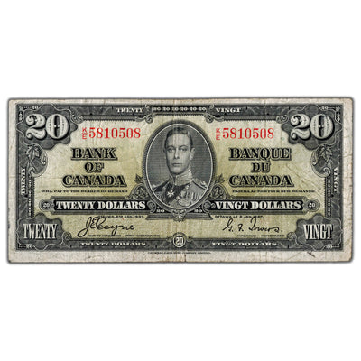 $20 1937 Bank of Canada Note Coyne-Towers K/E Prefix BC-25c - Circulated