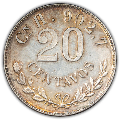 Mexico 1904 Culican H 20 Centavos Silver Coin KM #405