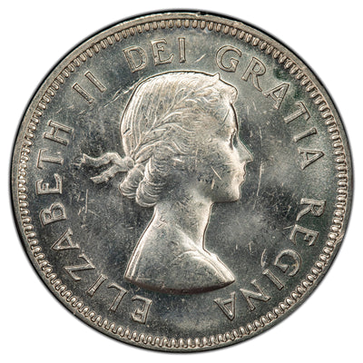 Canada 1964 Extra Waterline 5 Cents Nickel Coin - Uncirculated +