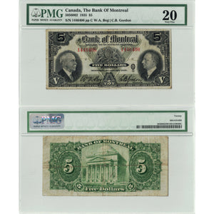 SOLD $5 1935 Bank of Montreal Canada Chartered Note #505-60-02 - PMG VF-20