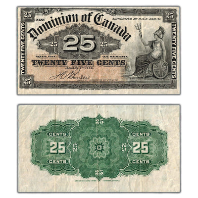 25 Cents 1900 Dominion of Canada Note Shinplaster Boville DC-15b - VF