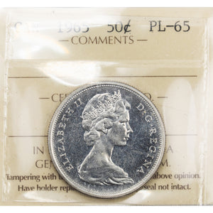SOLD Canada 1965 50 Cents Half Dollar Silver Coin - ICCS Proof-Like PL-65