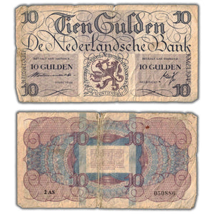 SOLD Netherlands 1945 10 Ten Gulden Note P #74 - Damaged