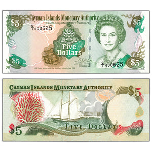 Cayman Islands 1998 $5 Five Dollars Note P #22 Low Serial 625 - Choice UNC