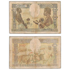 Madagascar 1940 100 Francs Note Signature 2 P #40 - Circulated
