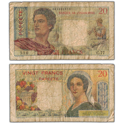 SOLD Tahiti ND (1951-63) 20 Twenty Francs Note P #21c - Circulated (pinholes)