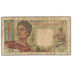 SOLD Tahiti ND (1951-63) 20 Twenty Francs Note P #21c - Circulated (pinholes)