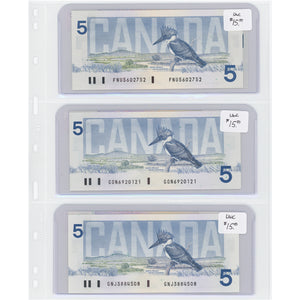 SOLD $5 1986 Bank of Canada Notes - Lot of 6 - Retail $125