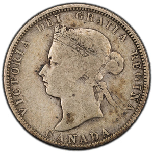 SOLD Canada 1880-H N/W-0 25 Cents Quarter Silver Coin - VG