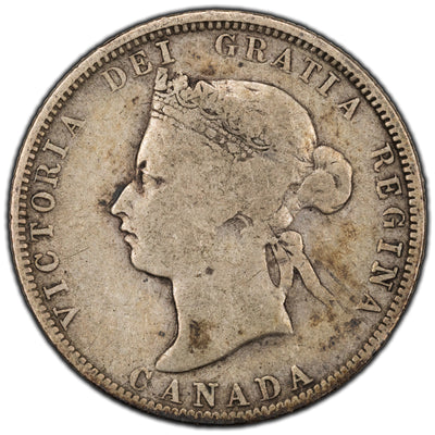 SOLD Canada 1880-H N/W-0 25 Cents Quarter Silver Coin - VG
