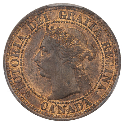 Canada 1891 Small Date Small Leaves 1 Large Cent Coin - PCGS MS-63 Red & Brown