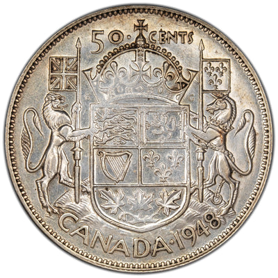SOLD Canada 1948 50 Cents Half Dollar Silver Coin - Extra Fine