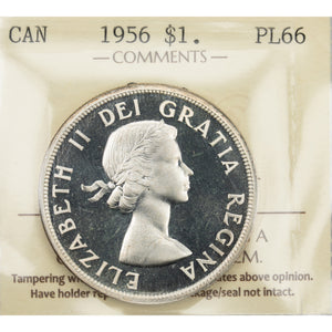 SOLD Canada 1956 $1 Silver Dollar Coin - ICCS PL-66 Cameo