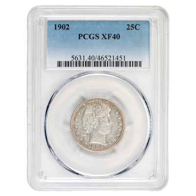 United States 1902 25 Cents Barber Quarter Silver Coin - PCGS XF-40