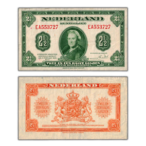 SOLD Netherlands 1943 2 1/2 Gulden Note P #65